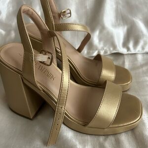 Dream Pairs Gold Block Heel Sandals